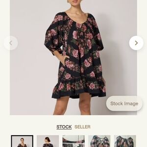Cleobella Black and Pink Floral Dress
